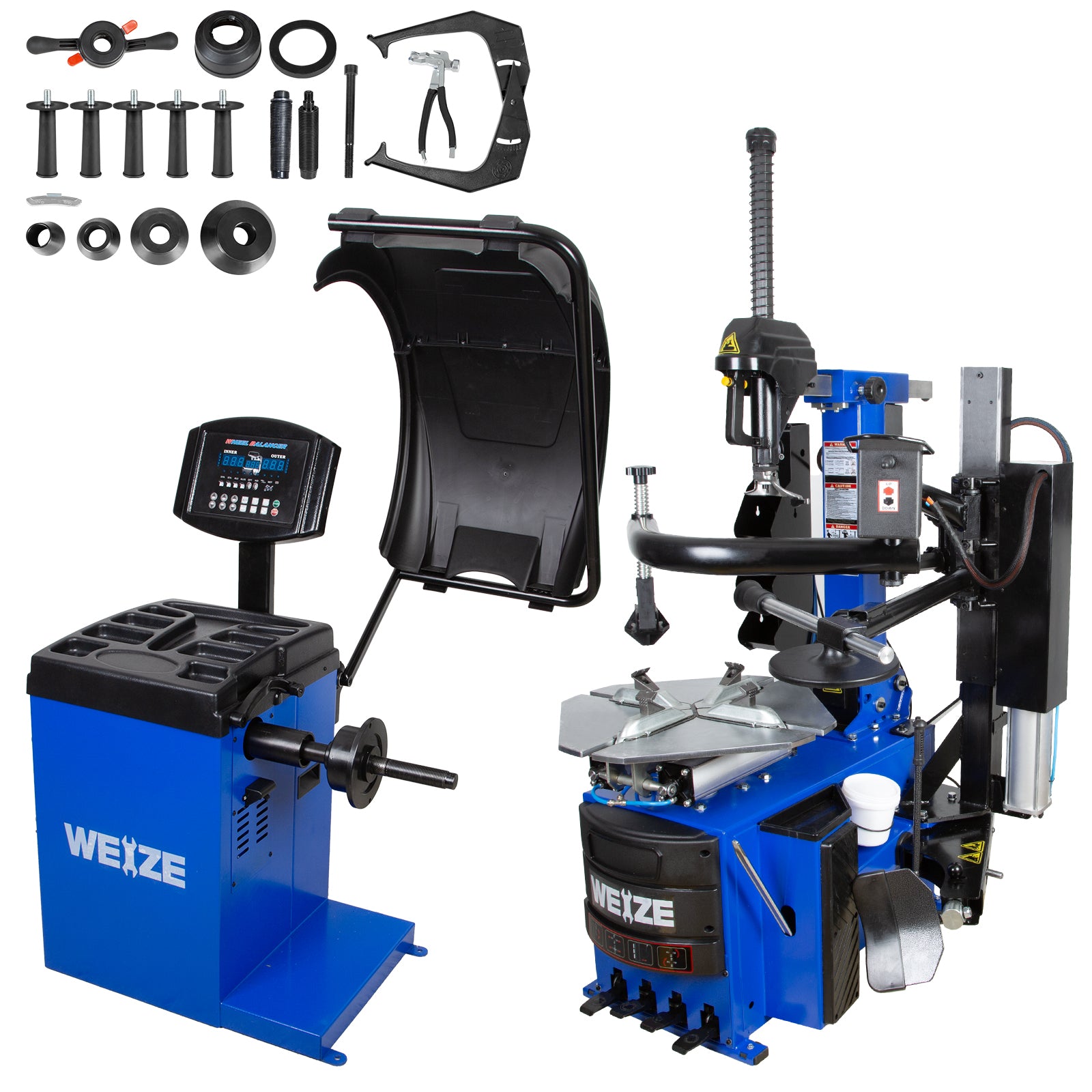 WEIZE Multi-function Assist Arm 24" Rim Automatic Tire Changer Wheel Balancer Combo