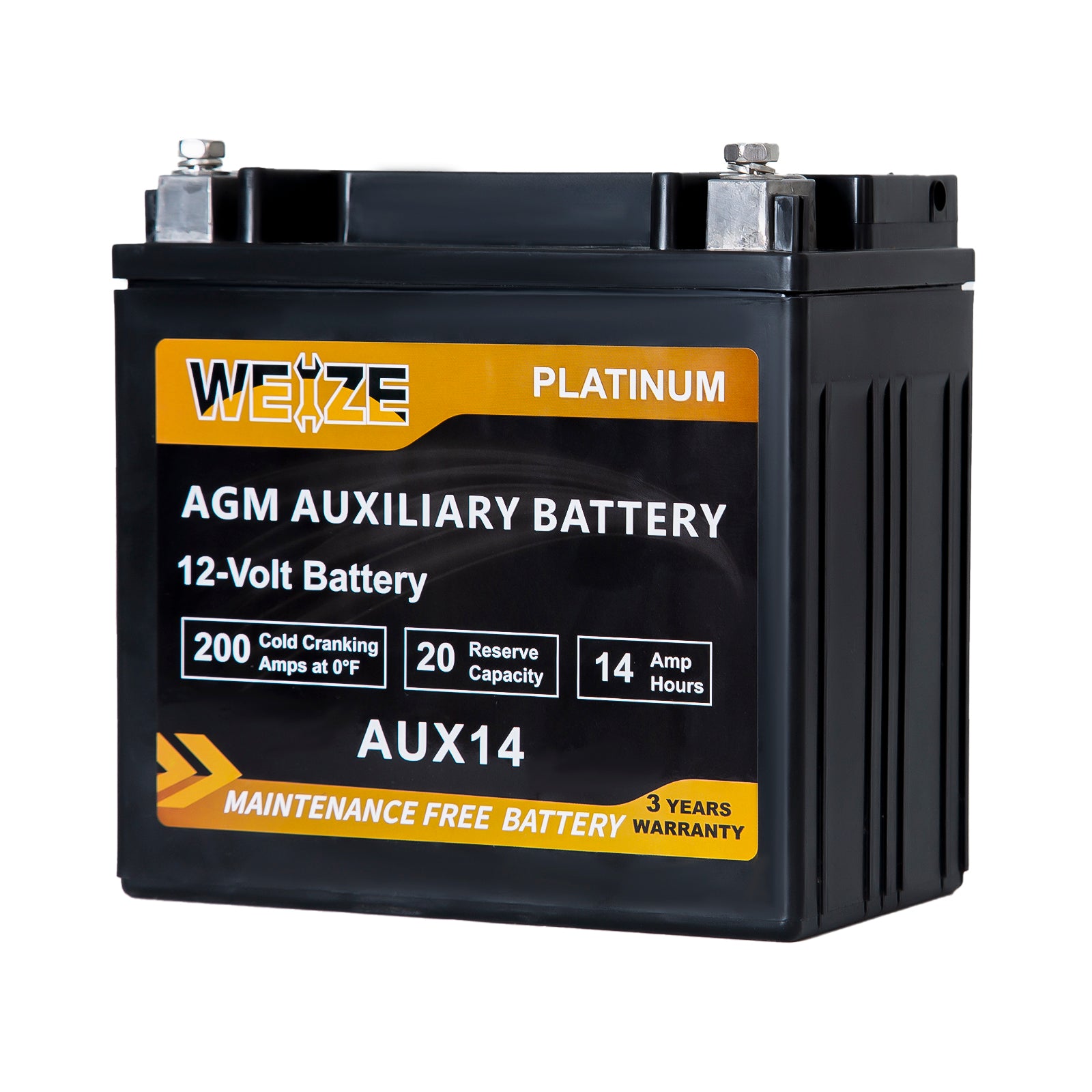 WEIZE Platinum AGM AUX14 Auxiliary Battery, BCI Group 400, 200CCA Automotive Battery