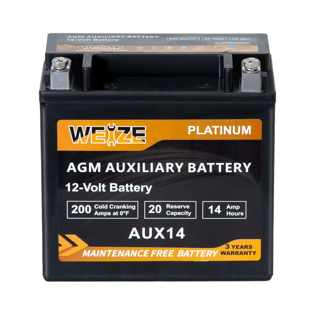 WEIZE Wise Series AGM AUX14 Auxiliary Battery, BCI Group 400, 200CCA Automotive Battery