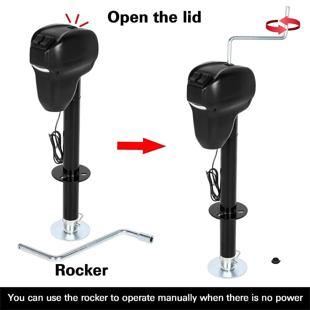 5000 Lbs. Power Tongue Jack, Heavy Duty Electric RV Trailer Jack with 600D Polyester Protective Cover, 29-1/2" Clearfloor Lift, 12V DC WEIZE