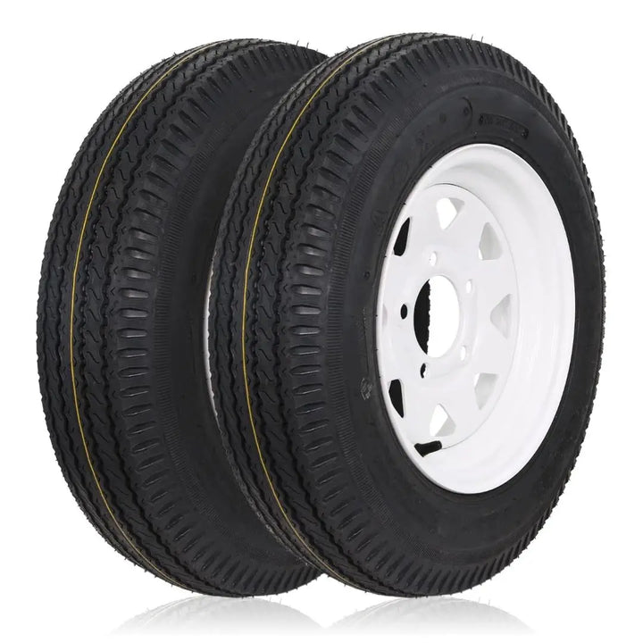 5.30-12 Bias Trailer Tire with 12" Wheel - 5 on 4-1/2" - Load Range C (2-PACK) WEIZE