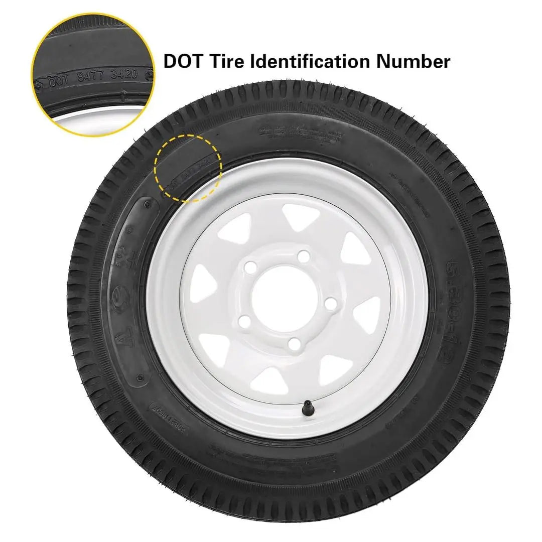 5.30-12 Bias Trailer Tire with 12" Wheel - 5 on 4-1/2" - Load Range C (2-PACK) WEIZE