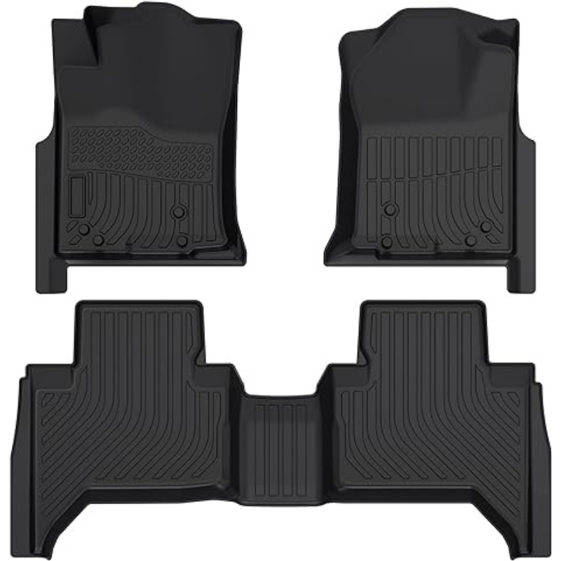 Floor Mats Fit for 2005-2015 Toyota Tacoma Double Cab All-Weather TPE Floor Liner, Black WEIZE