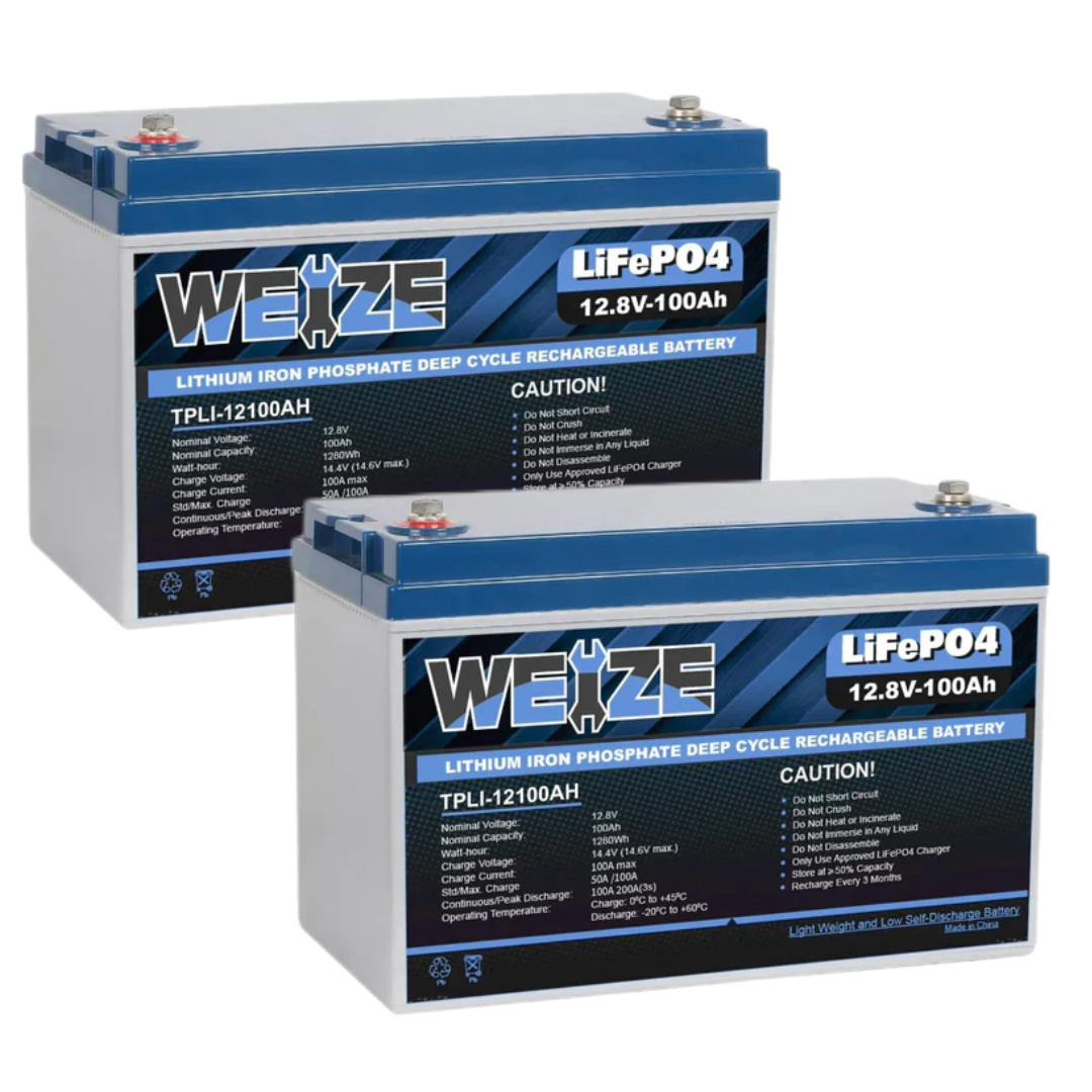 WEIZE LiFePO4 Lithium Battery 12V 100Ah丨BMS 8000+ Deep Cycles