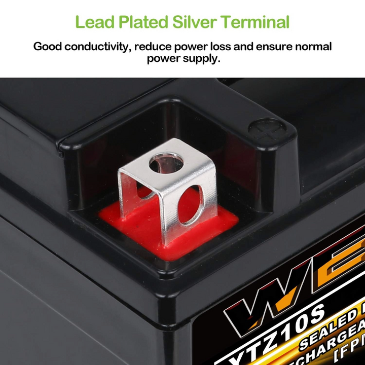 WEIZE YTZ10S-BS 12V 8.6Ah High Performance - Maintenance Free - Sealed AGM Motorcycle Battery Compatible With Yamaha Honda WEIZE