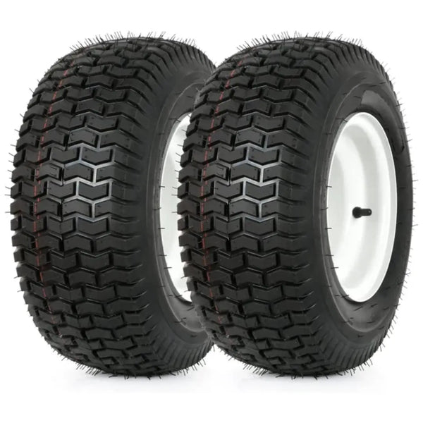 16x6.50-8 Lawn Mower Tires with Rim, 3" Offset Hub, 3/4" Bearing, 16x6.5-8 Tractor Turf Tire, 4 Ply Tubeless, 615lbs Capacity, Set of 2 WEIZE