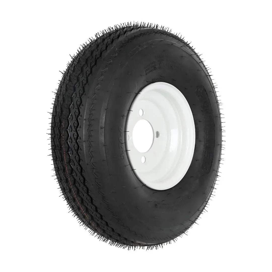 5.70-8 Bias Trailer Tire with 8" White Wheel - 4 on 4" - Load Range C (2-PACK) WEIZE