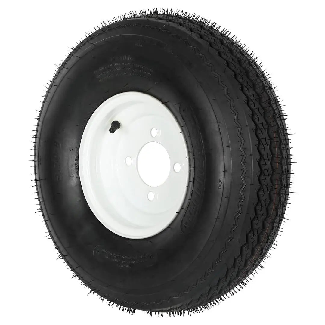 5.70-8 Bias Trailer Tire with 8" White Wheel - 4 on 4" - Load Range C (2-PACK) WEIZE