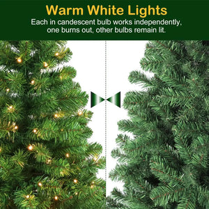 4.5'/6' Prelit Artificial Christmas Tree, PVC Branch Tips, Warm White LED Lights, Easy Assembly with Metal Stand and Hinged Branches HYKOLITY