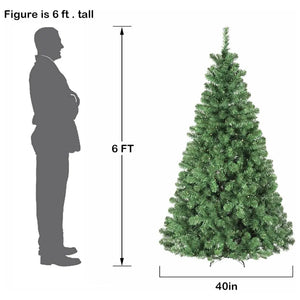 6'/7' Artificial Christmas Tree with PVC Branch Tips, Easy Assembly with Metal Stand and Hinged Branches, Green HYKOLITY