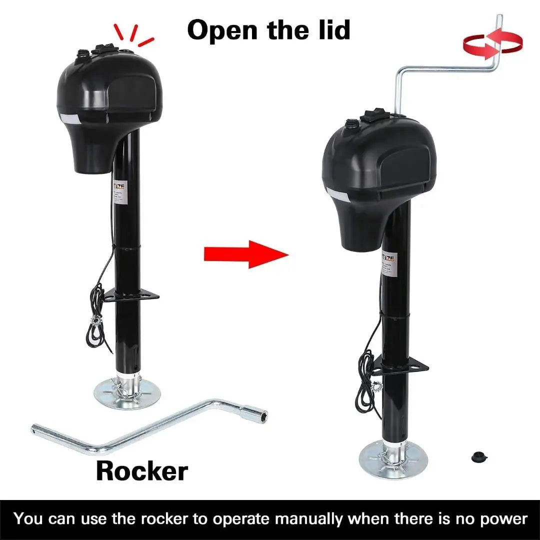 3500 Lbs. Power Tongue Jack, Heavy Duty Electric RV Trailer Jack with 600D Polyester Protective Cover, 23-5/8" Lift, 12V DC WEIZE