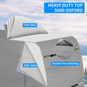 Class A RV Cover - Windproof Upgrade TOP 500D Oxford Camper Cover Breathable Tear-Resistance Waterproof Anti-UV, 2 Secure Straps,for 33-37ft Motorhome WEIZE