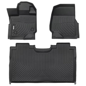 WEIZE Floor Mats Fit for Ford F-150/ F150 Lightning SuperCrew Cab 2015-2024 (Not Fit Rear Seat with Under-Seat Fold Flat Storage) 1st & 2nd Row Seat All-Weather TPE Floor Liner, Black WEIZE