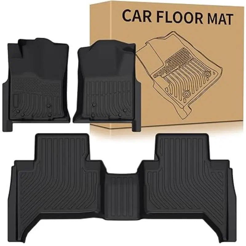 Floor Mats Fit for 2005-2015 Toyota Tacoma Double Cab All-Weather TPE Floor Liner, Black WEIZE