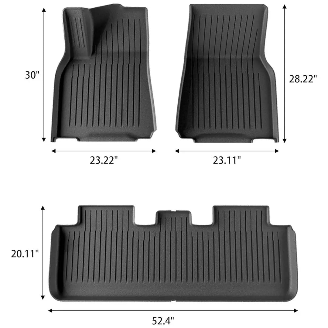 Floor Mats for 2021 2022 2023 2024 Tesla Model Y 5 Seats, All Weather TPE Waterproof Anti-Slip Custom fit Front & Rear Full Set Car Mats WEIZE