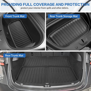 Floor Mats for Tesla Model Y 5-Seat 2021 2022 2023 2024 All Weather TPE Cargo Liner Floor Mats and Cargo Trunk Mats Accessories, Set of 6 Mats WEIZE