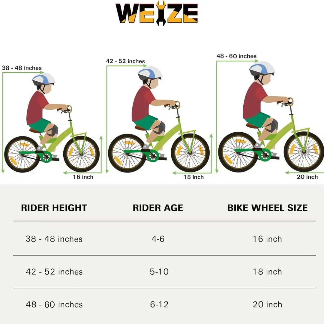 Kids Bike, 16 Inch Children Bicycle for Boys Girls Ages 4-6 Years Old, Rider Height 38-48 Inch, Coaster Brake (Blue) WEIZE