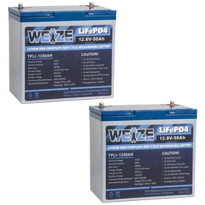 WEIZE 12V LiFePO4 Lithium Deep Cycle Battery, Built-in Smart BMS, 3%/Month Self-discharge Rate, 10 Years Warranty WEIZE