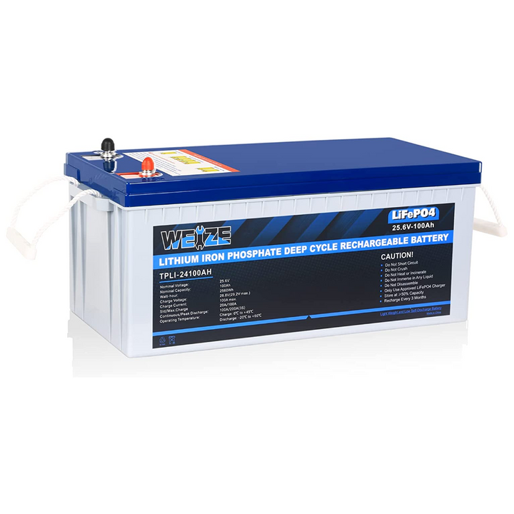 LiTime 24V 100Ah LiFePO4 Lithium Battery, Build-in 100A BMS, 2560Wh Energy  - 1 Pack 24V 100Ah