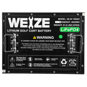 SALE - 36V(38.4V) 105AH LiFePO4 Golf Cart Battery, 4032Wh Bluetooth Lithium Battery - Complete Kit WEIZE