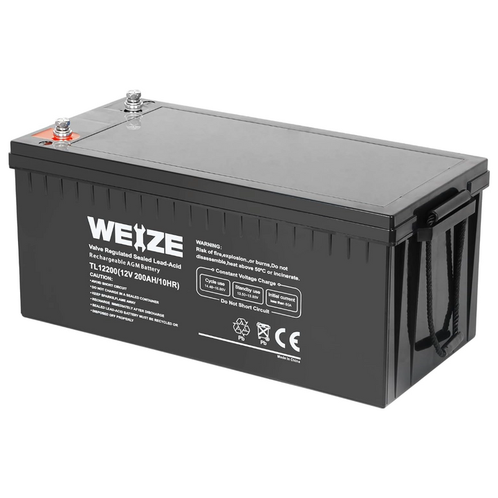 WEIZE AGM Group Size 4D 12 Volt 200Ah Deep Cycle Battery