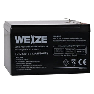 WEIZE 12V 12Ah AGM SLA Deep Cycle Battery with F2 Terminals, Replaces BP12-12,GP12120,GS12V12AH,6-DW-12 WEIZE