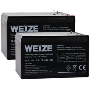 WEIZE 12V 12Ah AGM SLA Deep Cycle Battery with F2 Terminals, Replaces BP12-12,GP12120,GS12V12AH,6-DW-12 WEIZE