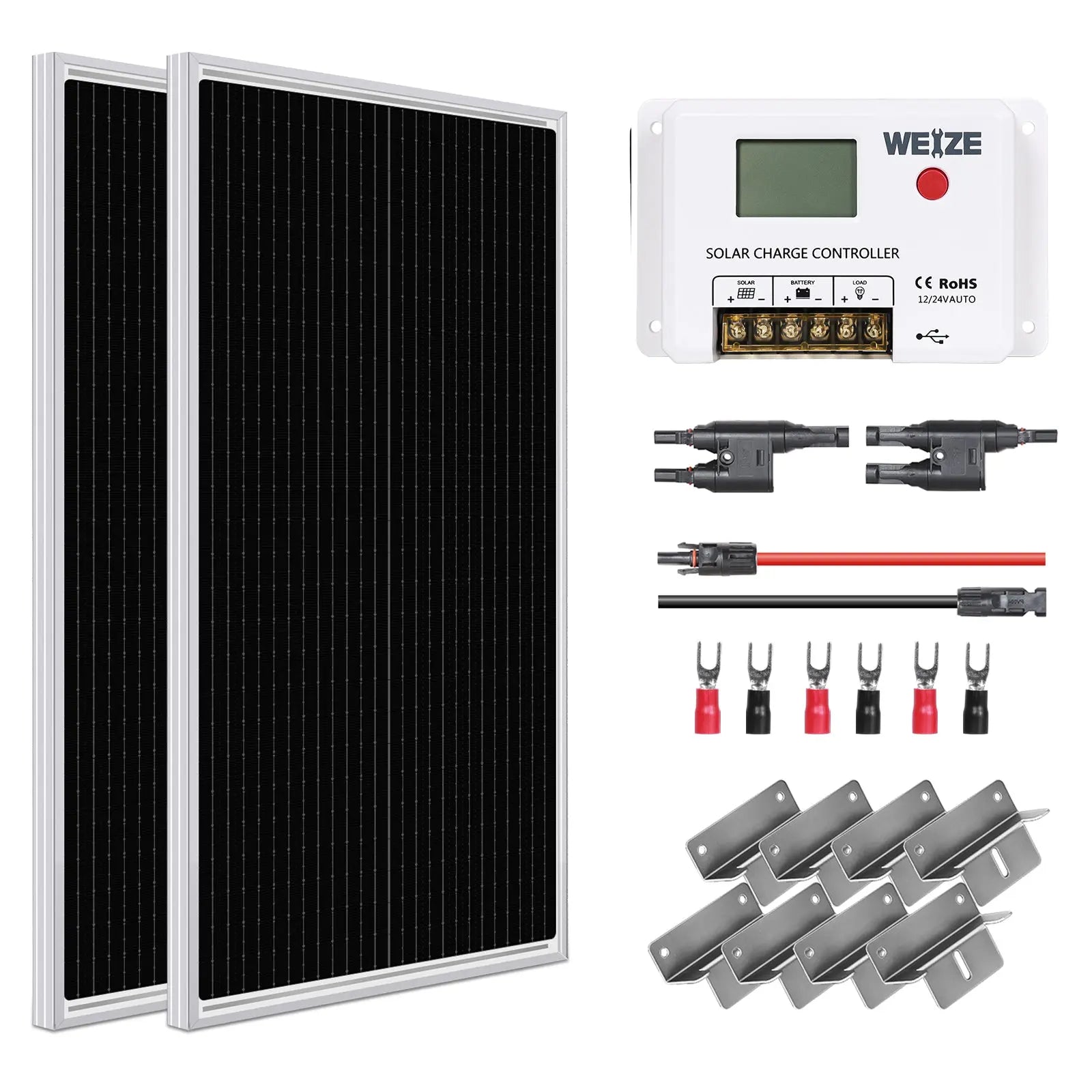 WEIZE 12V 200W Solar Panel Starter Kit WEIZE