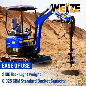 WEIZE 1 Ton Mini Excavator Crawler Digger 13.5HP Bucket/Hydraulic Thumb B&S Gas Engine - WEIZE