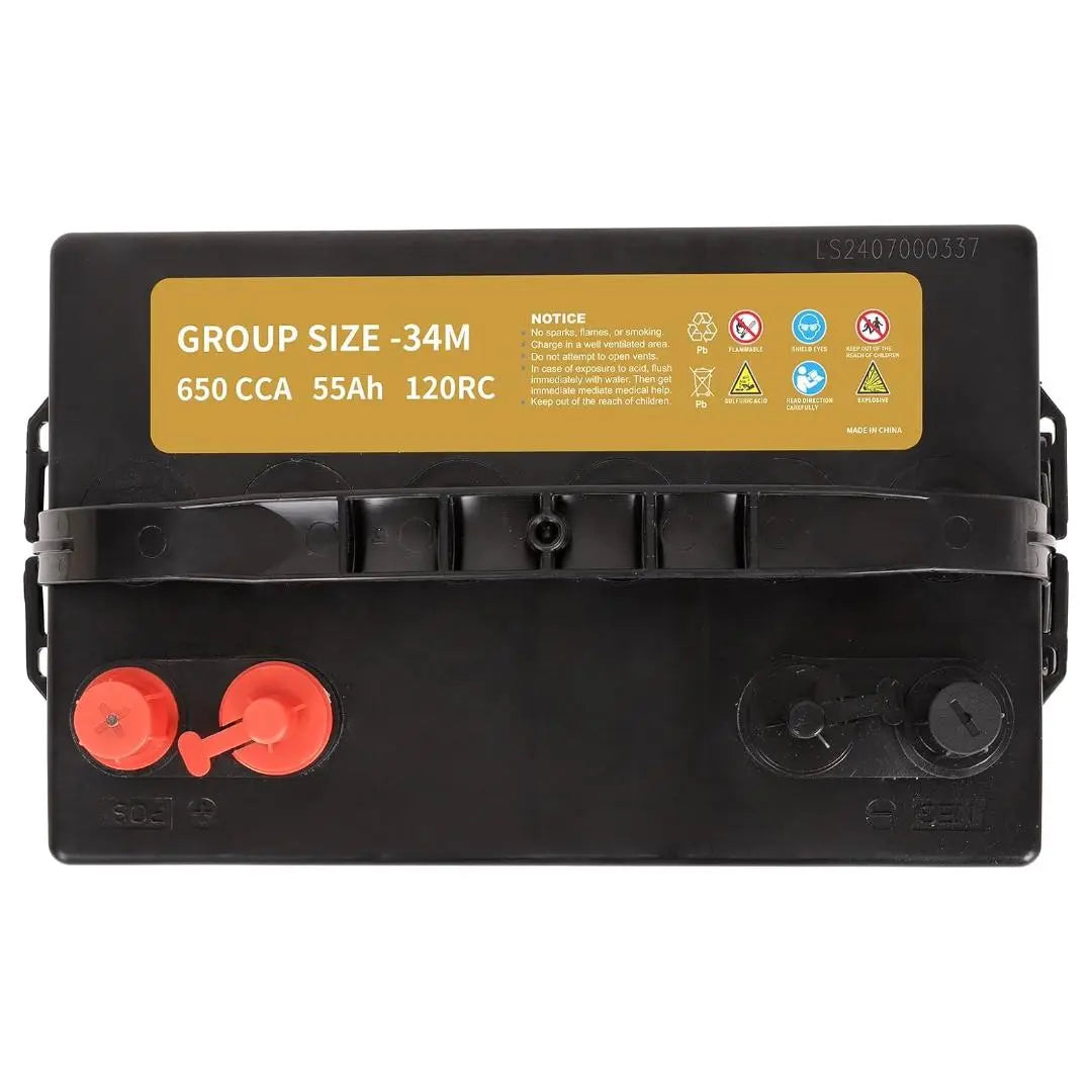 WEIZE BCI Group 34M 12V 55AH Dual Purpose AGM Battery, Starter & Deep Cycle, Marine & RV Battery WEIZE