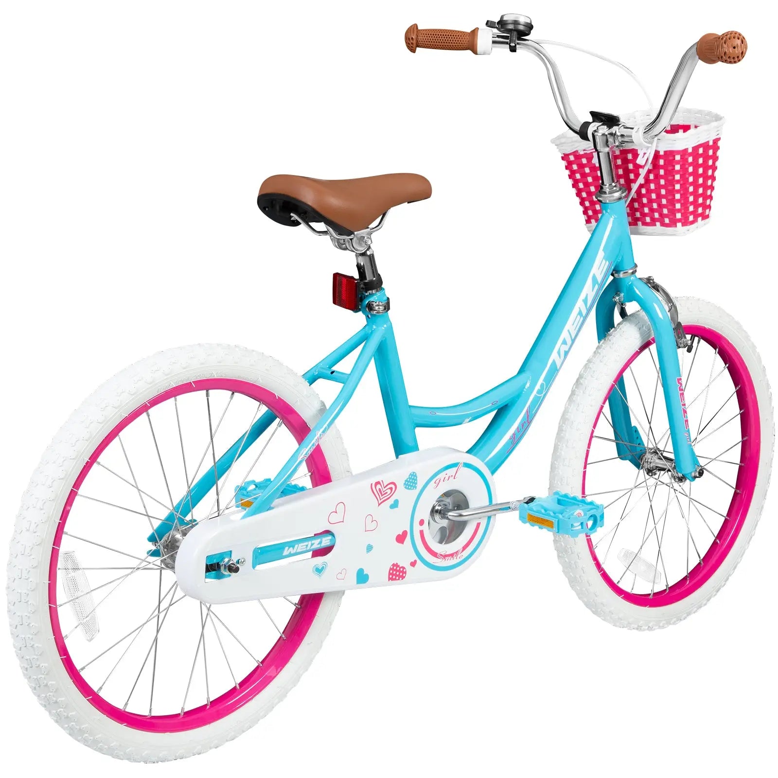 WEIZE Girls Bike for 3-12 Years Old Kids, 20 Inch Kids Bike with Training Wheels, Streamers, Basket and Doll Seat, Children Bicycles with Coaster Brake WEIZE