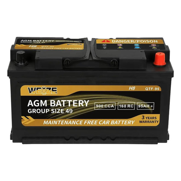 WEIZE Platinum AGM Battery BCI Group 49 - 12V 95Ah H8 Automotive Battery WEIZE