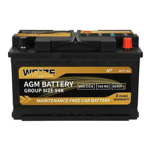 WEIZE Platinum AGM Battery BCI Group 94R - 12V 80Ah H7 Automotive Battery WEIZE