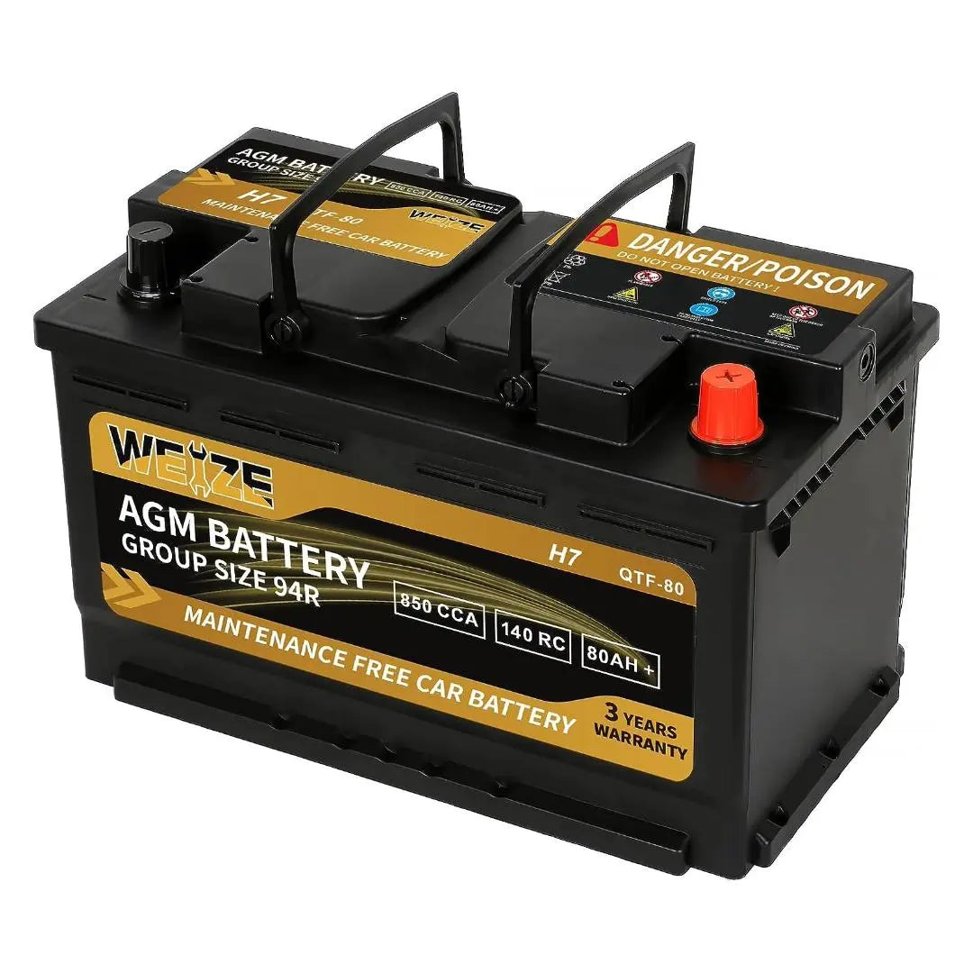 WEIZE Platinum AGM Battery BCI Group 94R - 12V 80Ah H7 Automotive Battery WEIZE