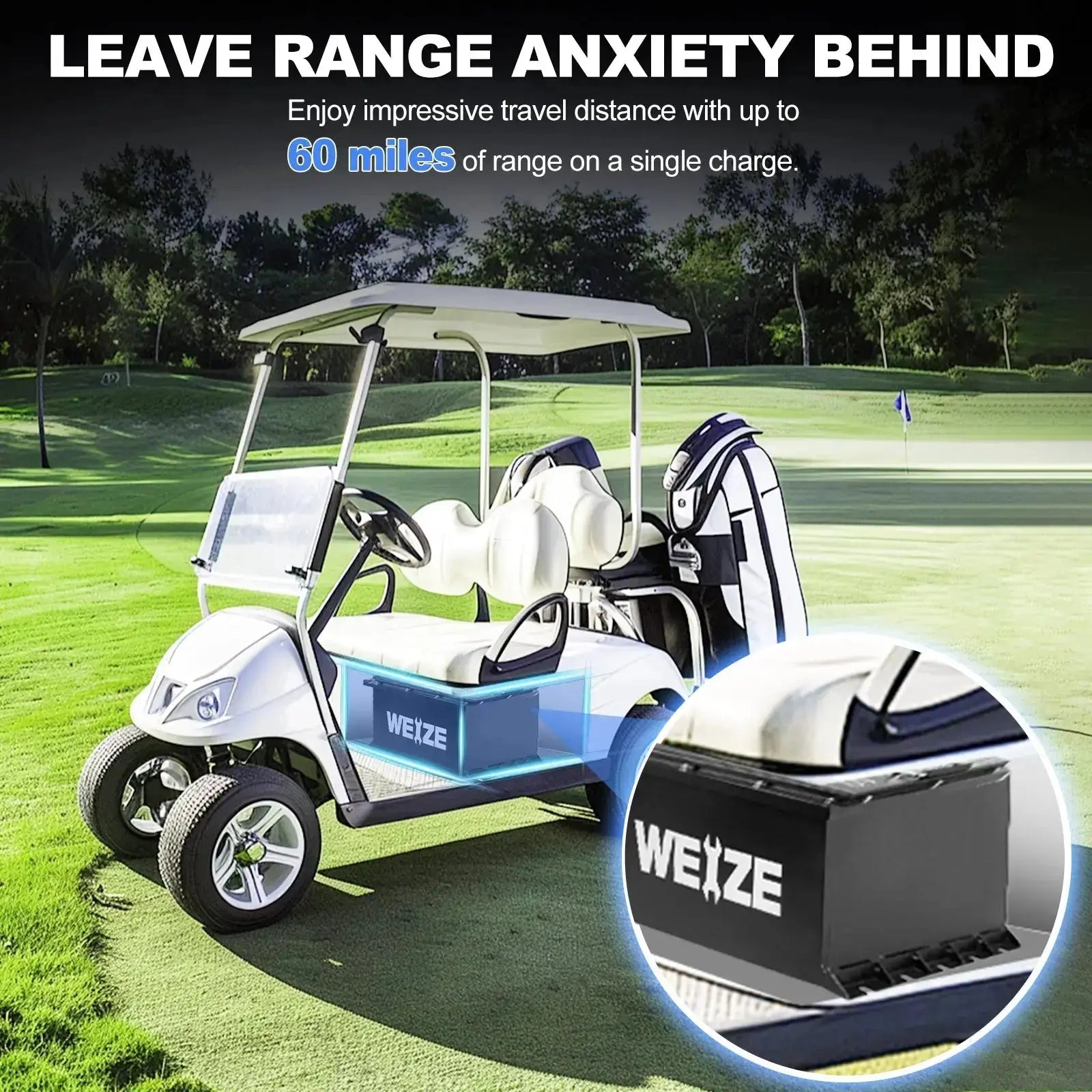 WEIZE Premium 48V 105AH Bluetooth Lithium LiFePO4 Battery for Yamaha WEIZE