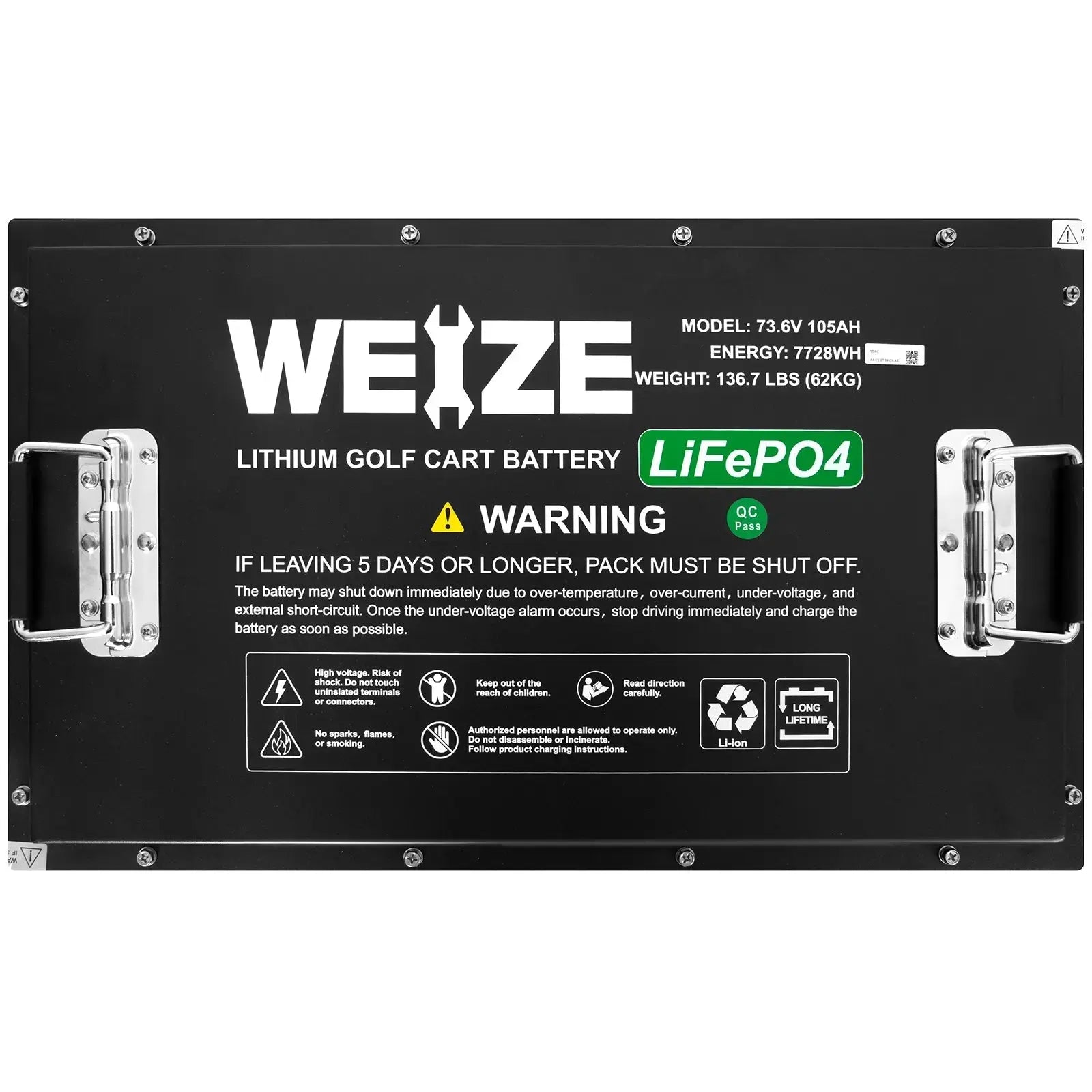 WEIZE Premium 72V 105AH Bluetooth Lithium LiFePO4 Battery for Club Car WEIZE