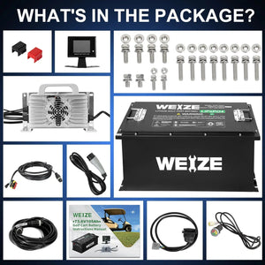 WEIZE Premium 72V 105AH Bluetooth Lithium LiFePO4 Battery for Club Car WEIZE