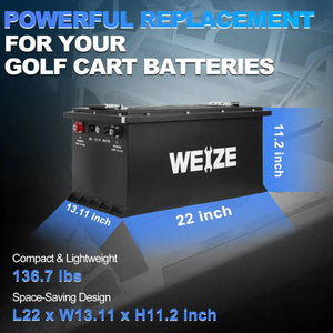 WEIZE Premium 72V 105AH Bluetooth Lithium LiFePO4 Battery for Club Car WEIZE