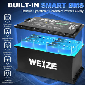 WEIZE Premium 72V 105AH Bluetooth Lithium LiFePO4 Battery for Club Car WEIZE