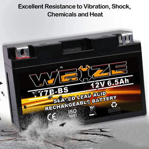 WEIZE YT7B-BS 12V 6.5Ah High Performance - Maintenance Free - Sealed AGM Motorcycle Battery YT7B BS For Yamaha ATV WEIZE