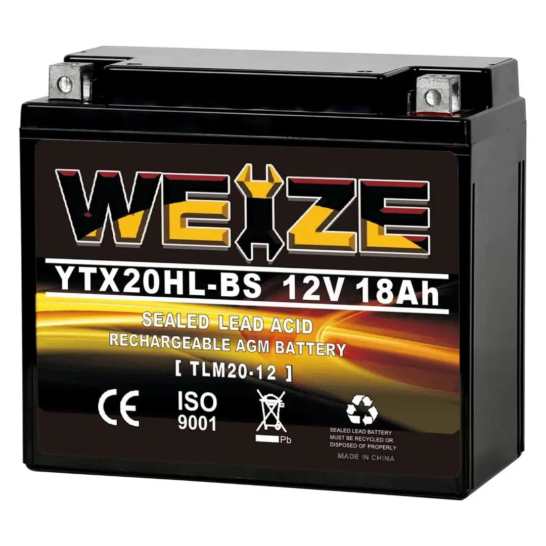 WEIZE YTX20HL-BS 12V 18Ah High Performance-Maintenance Free-Sealed AGM ETX20HL BS Motorcycle Battery WEIZE