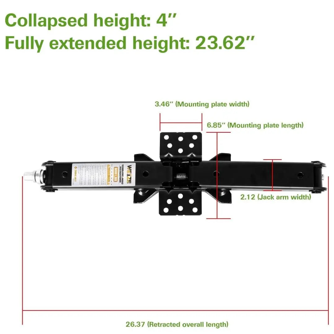 Weize 24" 9000lbs RV Trailer Camper Stabilizer Leveling Scissor Jacks with Handle, Set of 4 WEIZE