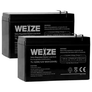 WEIZE 12V 9Ah Deep Cycle AGM Battery with F2 Terminals, Replaces 12V 8Ah 10Ah for Razor e200/e200 /e225/e300, APC UPS Computer Backup Power (BX1300LCD) WEIZE